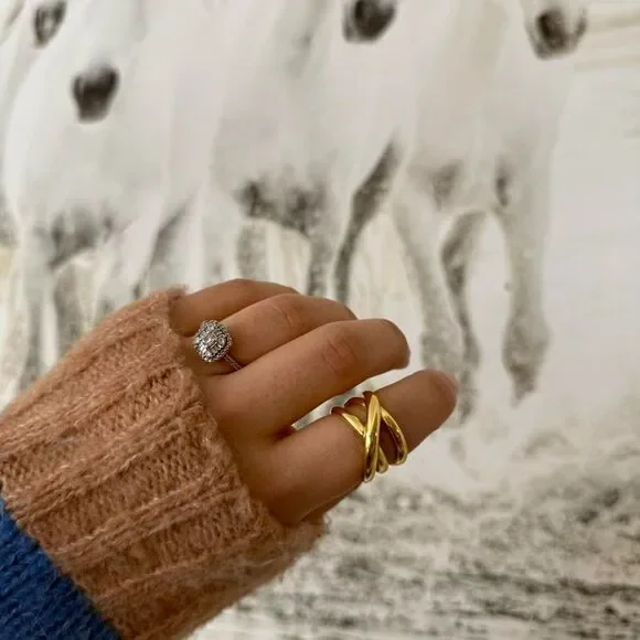 925 sterling silver interlocking twisted adjustable ring gold plated - Picture 6 of 6